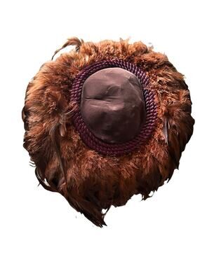 Vintge Whittall & Javits Feather Fascinator Hat Brown Formal Statement Millinery